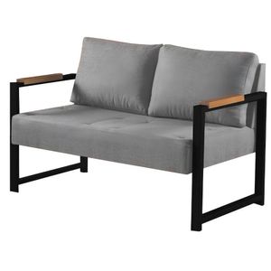 Sofá 2 Lugares Ipanema Linho Cinza Escuro Metal Preto