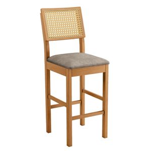 Banqueta Jade 03 Madeira Maciça Jcm Encosto Rattan Verona Grafite