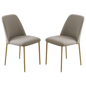 Conjunto 2 Cadeiras Londres Linho Bege Metal Dourado