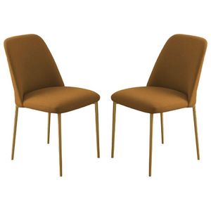 Conjunto 2 Cadeiras Londres Veludo Terracota Metal Dourado