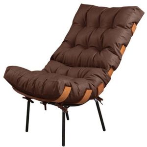 Poltrona Costela Couro Marrom Metal Preto