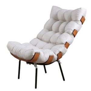 Poltrona Costela Linho Off White Metal Preto