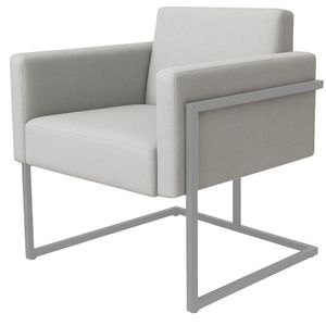 Poltrona Decorativa Bélgica Linho Branco Metal Champanhe
