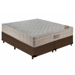 Cama Box King Bipartido Suede + Colchão Ortobom Airtech Molas Ensacadas 193x203x65 Marrom