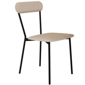 Cadeira Estofada Para Sala De Jantar Liora Preto C01 Linho Areia - Lyam Decor