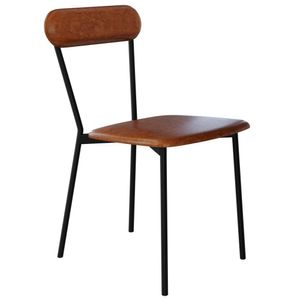 Cadeira Estofada Para Sala De Jantar Liora Preto C01 Courino Caramelo - Lyam Decor