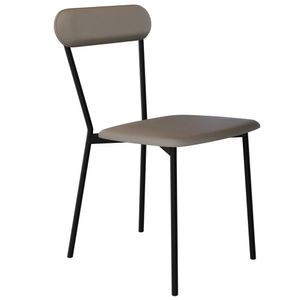 Cadeira Estofada Para Sala De Jantar Liora Preto C01 Courino Cinza - Lyam Decor