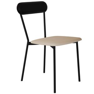 Cadeira Estofada Para Sala De Jantar Liora Preto C01 Linho Areia Courino Preto - Lyam Decor