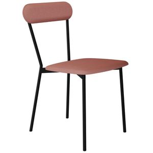Cadeira Estofada Para Sala De Jantar Liora Preto C01 Linho Rosê - Lyam Decor