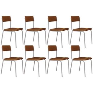 Kit 08 Cadeiras Estofada Para Sala De Jantar Sense Branco C01 Courino Caramelo - Lyam Decor