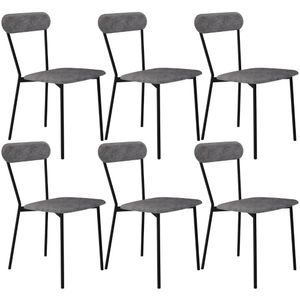 Kit 06 Cadeiras Estofada Para Sala De Jantar Liora Preto C01 Linho Prata - Lyam Decor