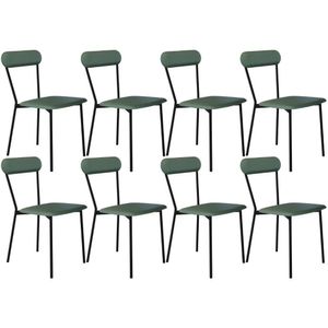 Kit 08 Cadeiras Estofada Para Sala De Jantar Liora Preto C01 Courino Verde Sálvia - Lyam Decor