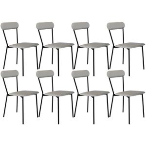 Kit 08 Cadeiras Estofada Para Sala De Jantar Liora Preto C01 Courino Off White - Lyam Decor