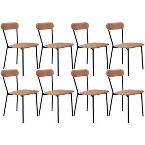 Kit 08 Cadeiras Estofada Para Sala De Jantar Liora Preto C01 Veludo Bege - Lyam Decor