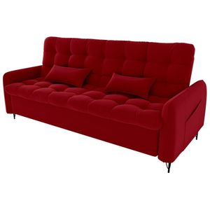 Sofa Cama 2 Lugares 200cm Pillar Veludo E404 Vermelho Milani Store Vermelho