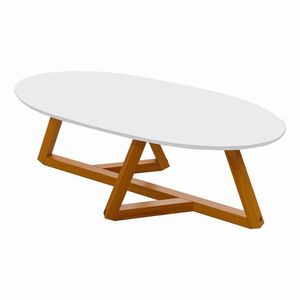 Mesa De Centro Sala De Estar Classic 90 Cm Branco Nature Tebar Branco Nature