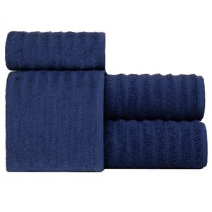 Jogo De Toalhas Fio Penteado Gigante 4 Peças - Soft - Azul Naval