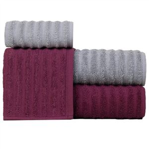 Jogo De Toalhas Fio Penteado Gigante 4 Peças - Soft - Marsala + Prata