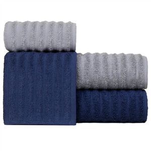 Jogo De Toalha Gigante Fio Penteado - 4 Banhão E 4 Rosto - Soft - Cores Masculinas
