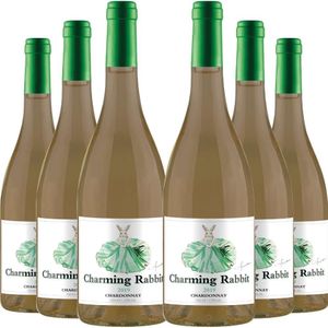 Kit 6 Garrafas Vinho Branco Charming Rabbit Chardonnay 750ml