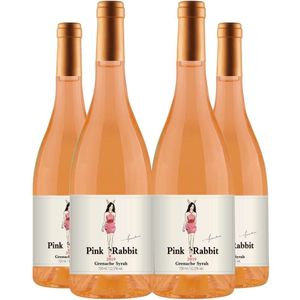 Vinho Rose Pink Rabbit 750ml Kit 4 Garrafas