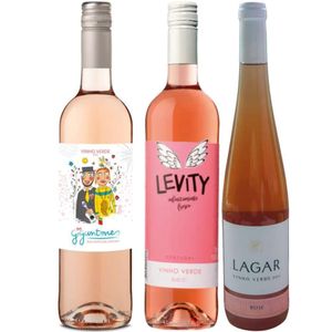 Kit 3 Garrafas Vinhos Verdes Portugal Rose 750ml