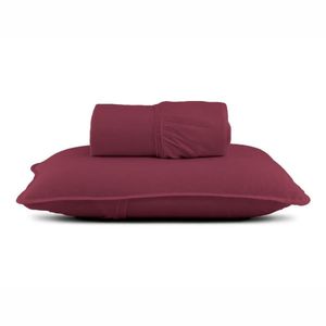 Jogo De Cama Solteiro Malha Lisa Com Elástico 100% Algodão - Linha Casa - Vermelho