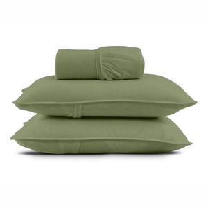Jogo De Cama King Malha Lisa Com Elástico 100% Algodão - Linha Casa - Verde