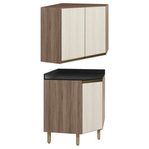 Armario E Balcao Canto Obliquo 75cm Mdf Kali Carvalho Toq Bianco Toq Nicioli Carvalho Toq Bianco Toq
