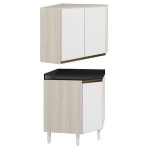 Armario E Balcao Canto Obliquo 75cm Mdf Kali Bianco Toq Branco Uv Nicioli Bianco Toq Branco Uv