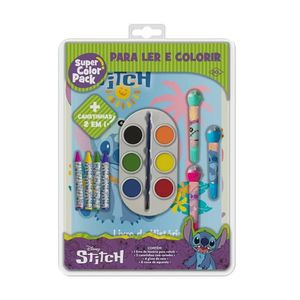 Livro Stitch Para Colorir Carimbo Canetinha Giz Aquarela