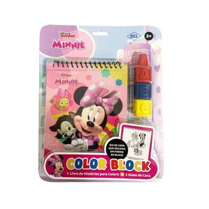 Livro Infantil Minnie Para Colorir Com 3 Gizes De Cera Em Bloco