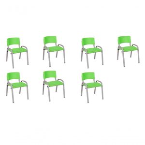 Kit 7 Cadeira Iso Infantil Creche, Escola Base Cinza Verde Claro