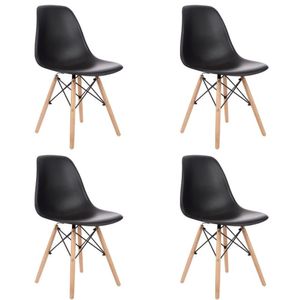 Kit 4 Cadeiras De Design Charles Eames - Preto Preto