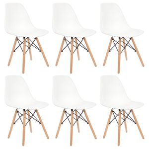 Kit 6 Cadeiras De Design Charles Eames - Branco Branco