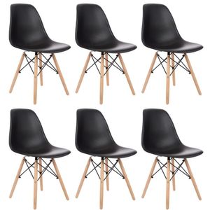 Kit 6 Cadeiras De Design Charles Eames - Preto Preto