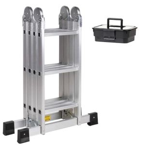 Escada De Alumínio 4x3 12 Degraus + Handy Box Cinza