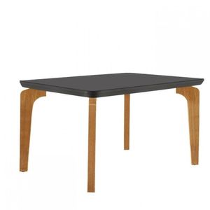 Mesa Sala De Jantar Liz 120cm Em Mdf E Vidro Com Canto Copo Grafite/ Imbuia/ Serig. Grafite