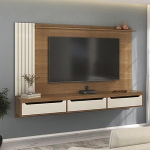 Painel Com Suporte Para Tv Até 75 Polegadas 3 Gavetas Multimóveis Cr45317 Cinamomo-off White
