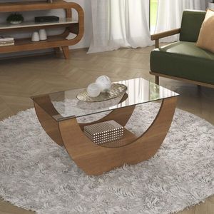 Mesa De Centro Retangular C-vidro 82,5cm Multimóveis Cr45311 Cinamomo