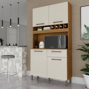 Armário De Cozinha 4 Portas 1 Gaveta Amêndoa/off White Pinot Móveis Ronipa
