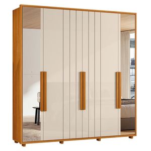 Guarda Roupa Casal Portinari Ripado 6 Portas Cinamomo-off White Com Espelho - Madetec Cinamomo-off White