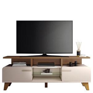 Rack Bancada Essenza 1.6 Off White-castanho Para Tv Até 60? - Hb Móveis Off White-castanho