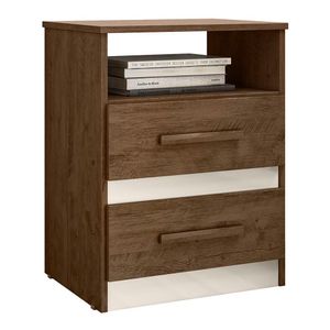Mesa De Cabeceira Apolo 2 Gavetas Flex Castanho Wood-off White - Moval Castanho Wood-off White