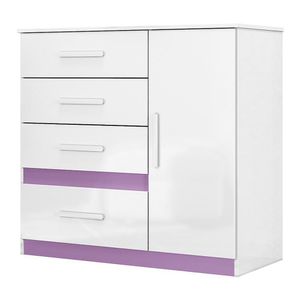 Cômoda Sapateira Vênus 1 Porta E 4 Gavetas Flex Branco-lilás - Moval Branco-lilás