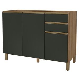 Balcão De Cozinha Dinamarca 120cm 3 Portas E 2 Gavetas Castani-chumbo Sem Tampo - Indékes Castani-chumbo