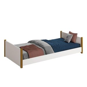 Cama Evolutiva 2 Em 1 Ravi Branco Fosco Com Pés Amadeirado E Colchão D20 - Reller Móveis Branco Fosco