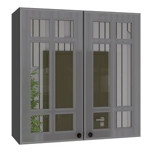 Armário Aéreo Firenze 80cm 2 Portas Chumbo-titânio Com Vidro Reflecta - Indékes Chumbo-titânio