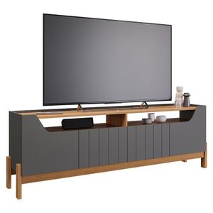 Rack Bancada Moema 185cm Grafite-nature Para Tv Até 70? - Permóbili Grafite-nature