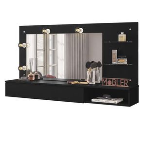 Penteadeira Camarim Suspensa Lumiere Preto Fosco - Mobler Preto Fosco